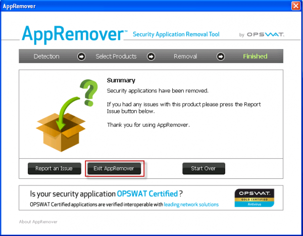 Удаление следов антивирусов с помощью AppRemover