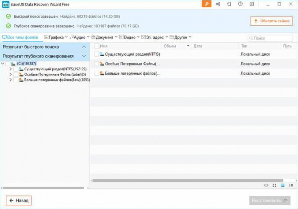 EaseUS Data Recovery Wizard Free — восстановление удаленных файлов