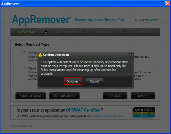 Удаление следов антивирусов с помощью AppRemover